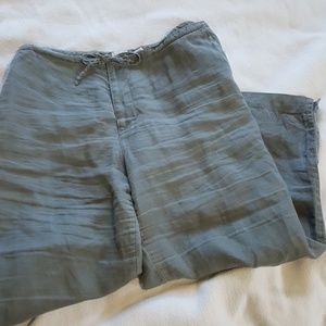 Plus size 100% Linen khaki capris